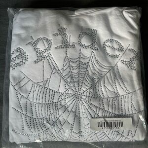 Sp5der OG White Rhinestone Hoodie Medium — Brand New